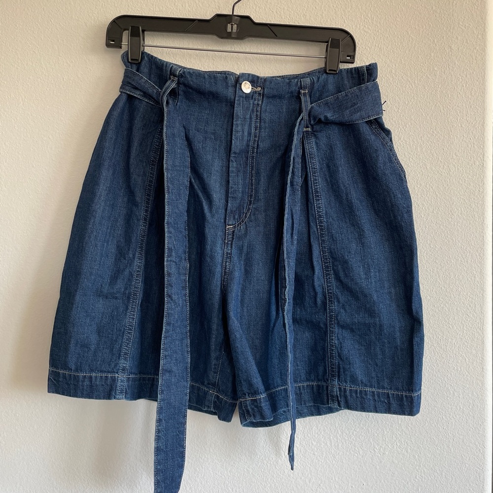 NWT Edwin Women's Harlow short Size 28 paperbag tie denim short blue tidal
